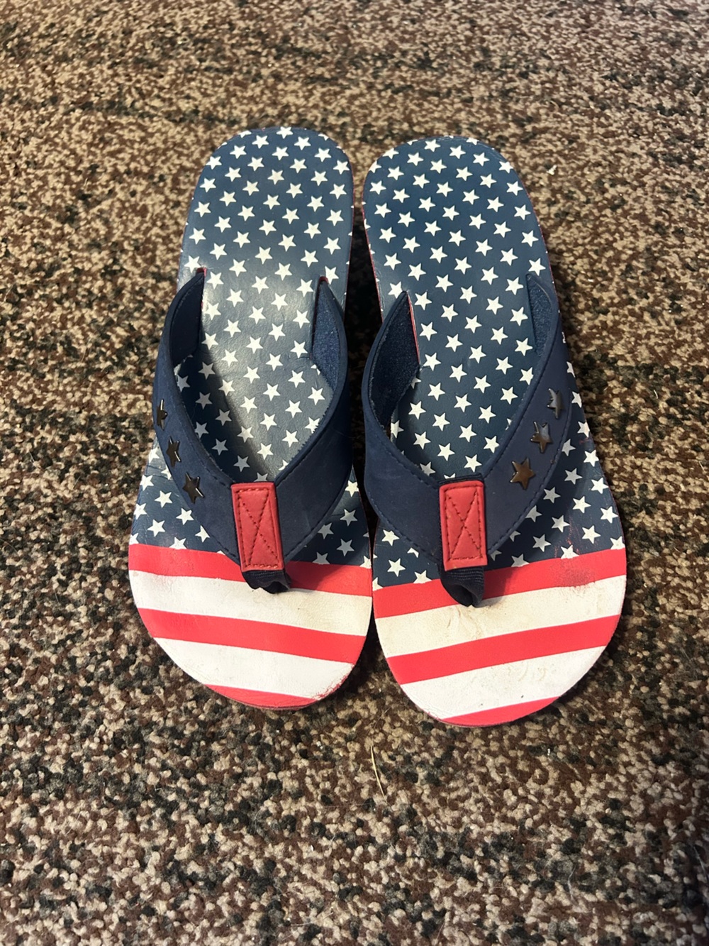 Navy and Red Stars & Stripes Flip Flops - Patriotic Sandals